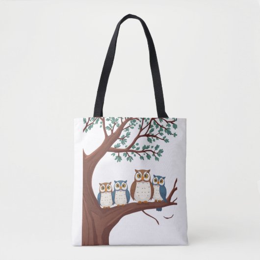 Weise Eulen auf einem Waldzweig Tasche (Vorderseite)