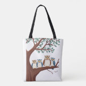 Weise Eulen auf einem Waldzweig Tasche (Rückseite)
