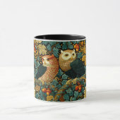 Weise Eulen & Efeu William Morris Stil Malerei Kun Tasse (Zentrum)
