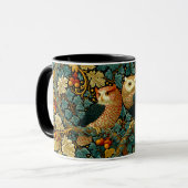 Weise Eulen & Efeu William Morris Stil Malerei Kun Tasse (Vorderseite Links)