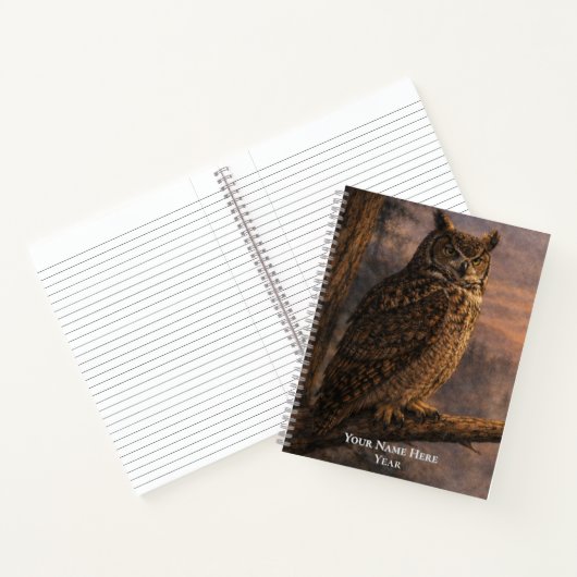 Weise Eulen im Wald – Großes Notizbuch (Innenseite)
