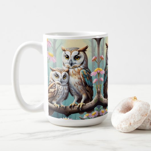 Weise Eulen Kaffeetasse (Mit Donut)