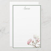 Weise Magnolien-personalisiertes stationäres Briefpapier (Vorne/Hinten)