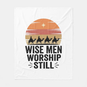 Weise Männer beten noch Vintage-Weihnachts-Shirt Fleecedecke