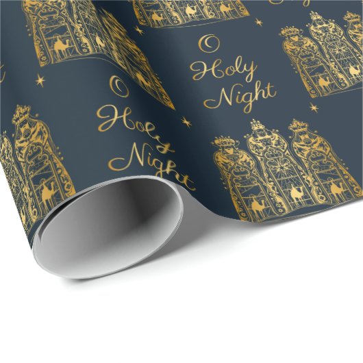 Weise Männer der Marine-und des Goldo heilige Geschenkpapier (Rolleneckpunkt)