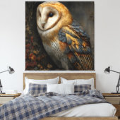 Weise Schleiereule auf Uraltem sitzend Leinwanddruck (Insitu (Schlafzimmer))