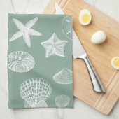 Weise und weiße Muscheln Küchentuch (Viertel Falte)