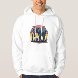 weise und wild - Retro Elephant Family Sunset Hoodie