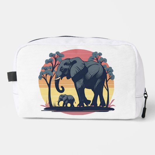 weise und wild - Retro Elephant Family Sunset Waschbeutel (Vorderseite)