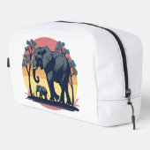 weise und wild - Retro Elephant Family Sunset Waschbeutel (Rechte Ecke)