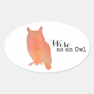 Weise wie eine typografische Aquarell-Eule Ovaler Aufkleber