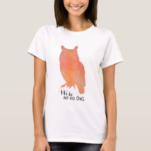 Weise wie eine typografische Aquarell-Eule T-Shirt