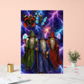 Weise Zauberer und Schmetterlingselfen, stürmische Acrylschild (Hochzeit)