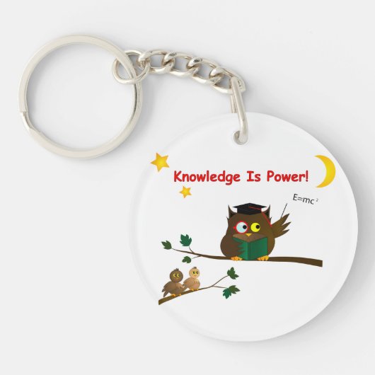 Weisen Owl lehren Schlüsselanhänger (Vorderseite)