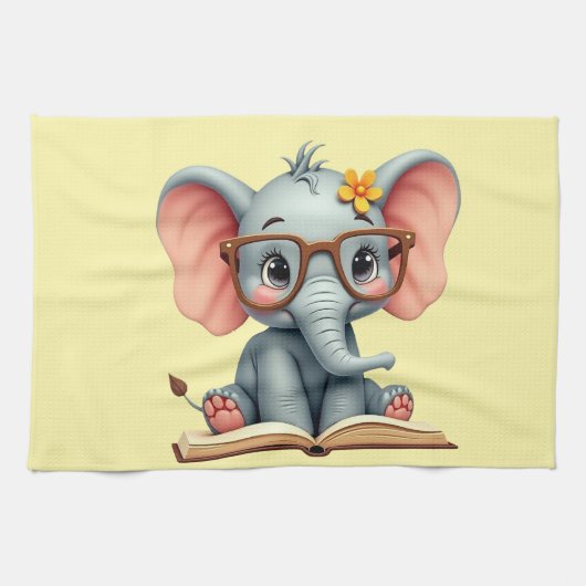 Weiser Baby-Elefant Geschirrtuch (Horizontal)