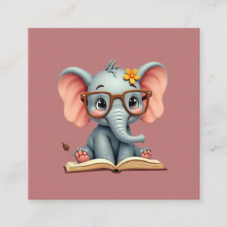 Weiser Baby-Elefant Quadratische Visitenkarte
