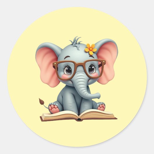 Weiser Baby-Elefant Runder Aufkleber (Vorderseite)