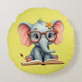 Weiser Baby-Elefant Rundes Kissen