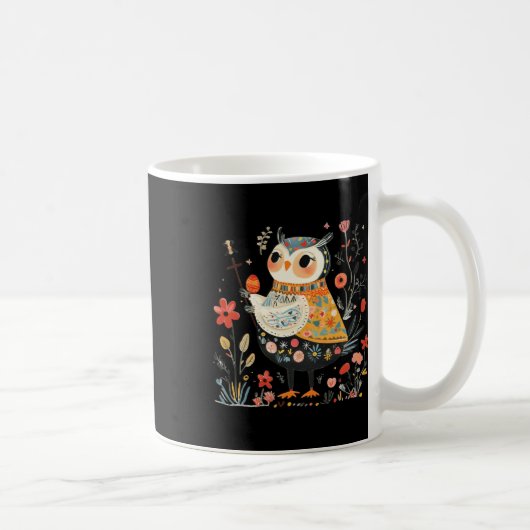 Weiser Eulen-Wächter - Osterei-Folkart Kaffeetasse (Rechts)