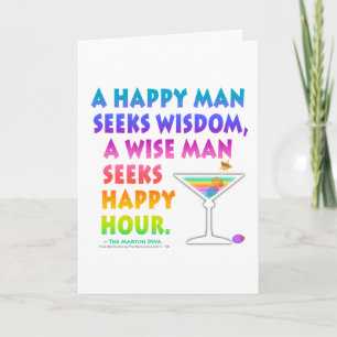 Weiser Mann sucht Happy Hour Grußkarten Karte