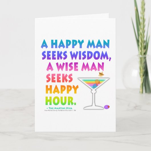 Weiser Mann sucht Happy Hour Grußkarten Karte (Vorderseite)
