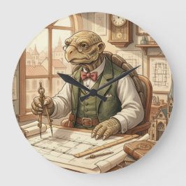 Weiser Schildkröten-Architekt Vintage-Büro-Wanduhr Große Wanduhr