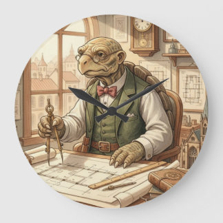 Weiser Schildkröten-Architekt Vintage-Büro-Wanduhr Große Wanduhr