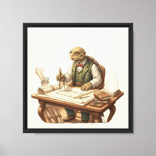 Weiser Schildkröten-Architekt Vintage-Leinwandkuns Leinwanddruck