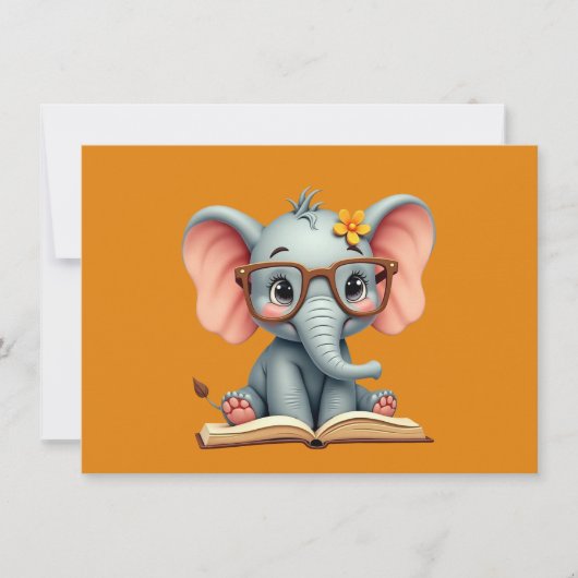 Weises Baby-Elefant Dankeskarte (Vorderseite)