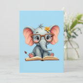 Weises Baby-Elefant Einladung (Stehend Vorderseite)