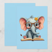 Weises Baby-Elefant Einladung (Vorne/Hinten)