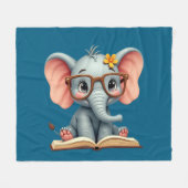 Weises Baby-Elefant Fleecedecke (Vorderseite (Horizontal))