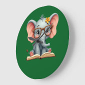 Weises Baby-Elefant Große Wanduhr (Winkel)