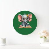Weises Baby-Elefant Große Wanduhr (Zuhause)