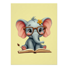 Weises Baby-Elefant Poster