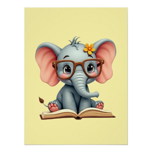 Weises Baby-Elefant Poster (Vorderseite)