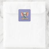 Weises Baby-Elefant Quadratischer Aufkleber (Tasche)