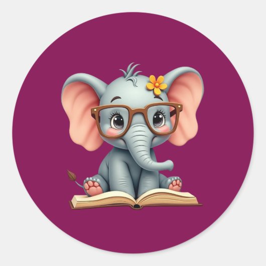 Weises Baby-Elefant Runder Aufkleber (Vorderseite)
