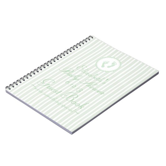 Weises Grün-Baby-Abdruck-Duschen-Gast-Buch - Notizblock (Linke Seite)