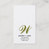 WEISES GRÜN des QUADRATISCHEN MONOGRAMM-311-SIMPLY Visitenkarte (Rückseite)