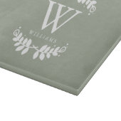 Weises Grün-Familien-Monogramm Schneidebrett (Ecke)