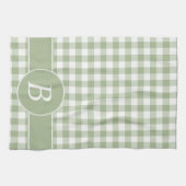 Weises Grün-Gingham-Monogramm-Geschirrtuch Handtuch (Horizontal)