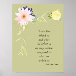 Weises Grün-inspirierend Aquarell mit Blumen Poster
