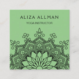 Weises Grün-Mandala-Yoga-Lehrer Quadratische Visitenkarte