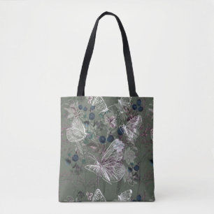 Weises Grün-Schmetterlings-BlumenTaschen-Tasche Tasche