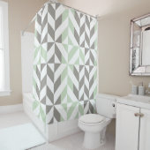 Weises Grün und silberner geometrischer Zickzack Duschvorhang (Beispiel)