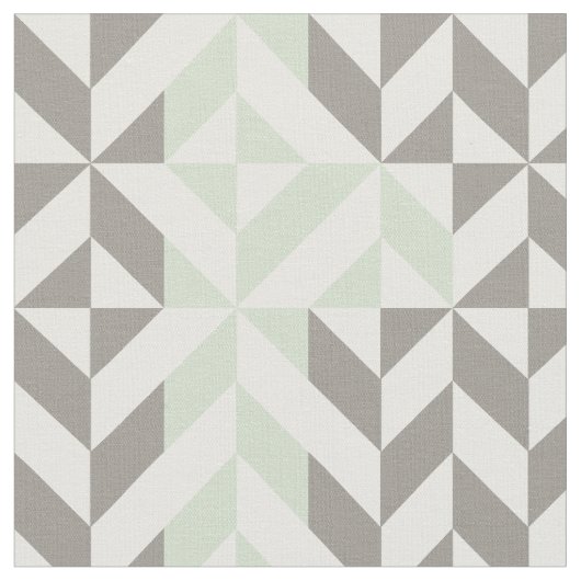 Weises Grün und silberner geometrischer Zickzack Stoff (Nahaufnahme)