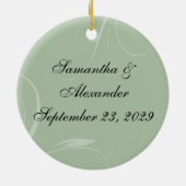 Weises Grün und weicher Brown Stylized Öko-Baum Keramikornament (Hinten)