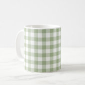 Weises Grün-und Weiß-Gingham überprüftes Muster Kaffeetasse (Vorderseite Links)
