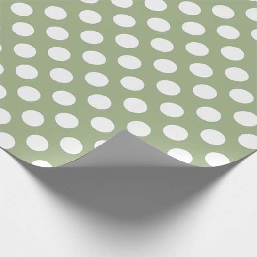 Weises Grün-und Weiß-Tupfen Geschenkpapier (Ecke)